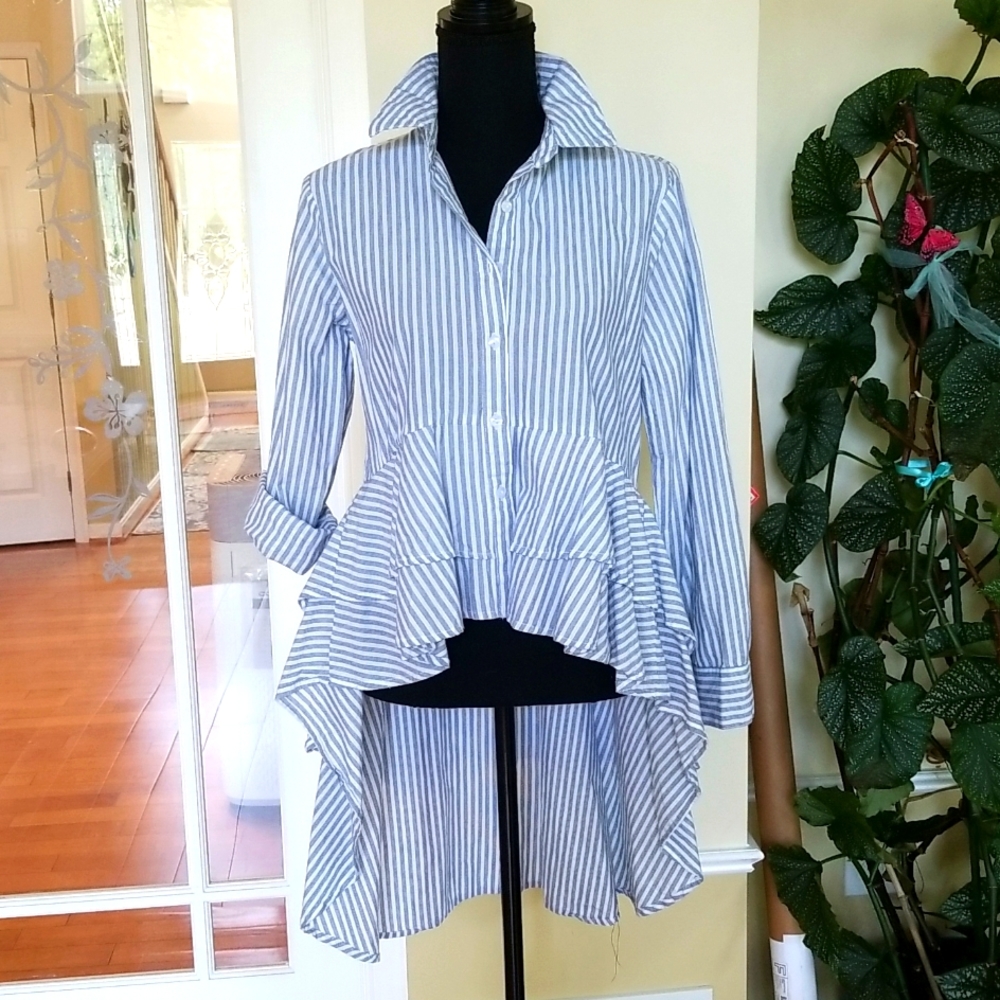Hi-low button down shirt
